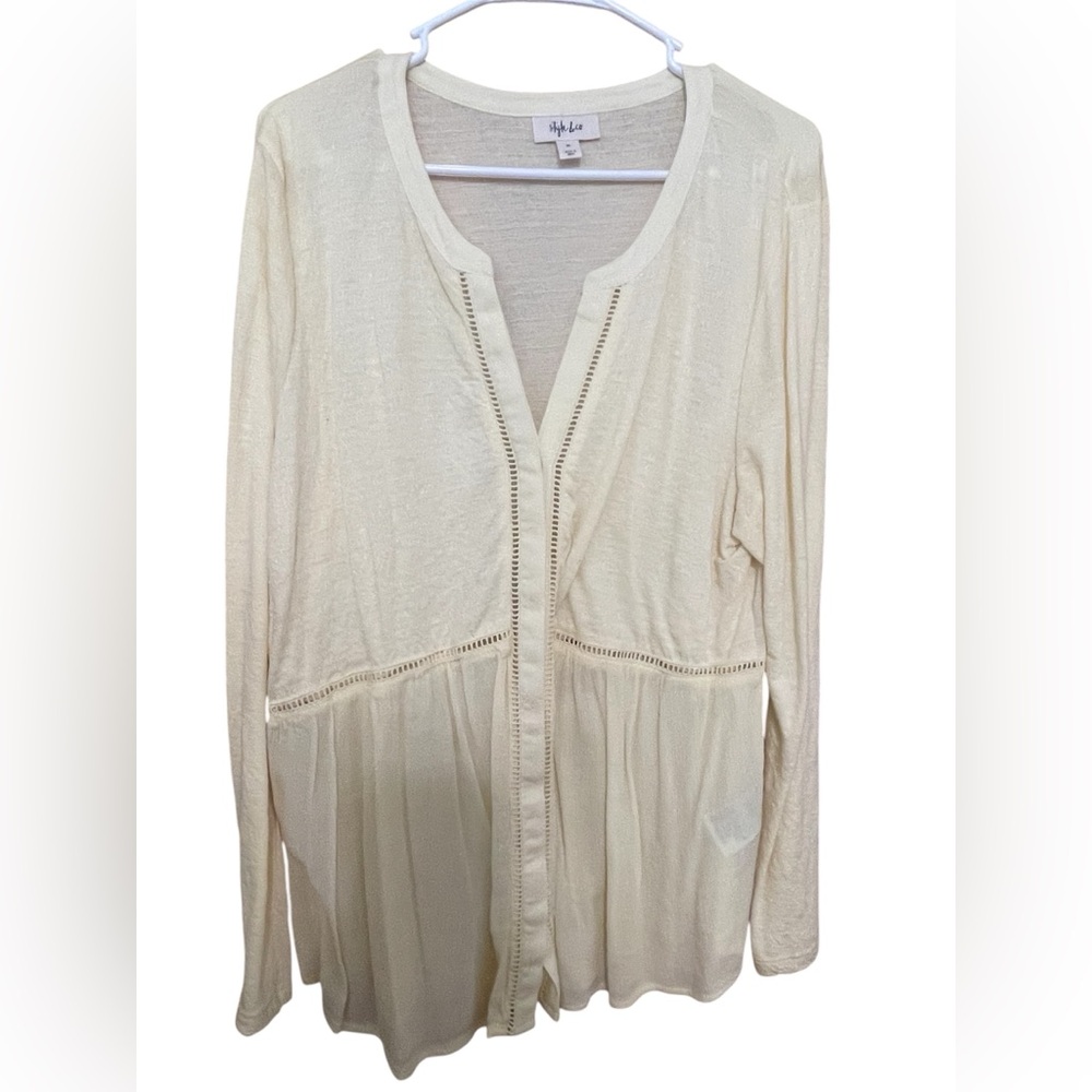 Style & Co. Cream Textured Knit Top